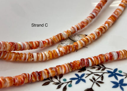 6mm AAA Natural Orange Red Purple Spiny Oyster Shell Heishi Rondelle Shape Genuine Beautiful Natural Spiny Oyster Beads 16 Inch Strand #4718