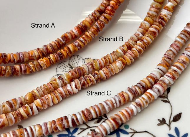 6mm AAA Natural Orange Red Purple Spiny Oyster Shell Heishi Rondelle Shape Genuine Beautiful Natural Spiny Oyster Beads 16 Inch Strand #4719
