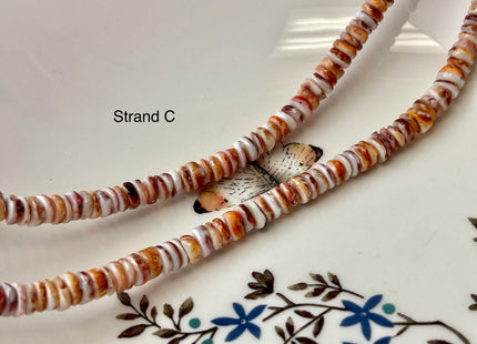 6mm AAA Natural Orange Red Purple Spiny Oyster Shell Heishi Rondelle Shape Genuine Beautiful Natural Spiny Oyster Beads 16 Inch Strand #4719