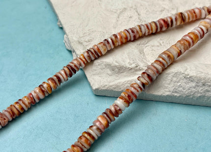 6mm AAA Natural Orange Red Purple Spiny Oyster Shell Heishi Rondelle Shape Genuine Beautiful Natural Spiny Oyster Beads 16 Inch Strand #4719