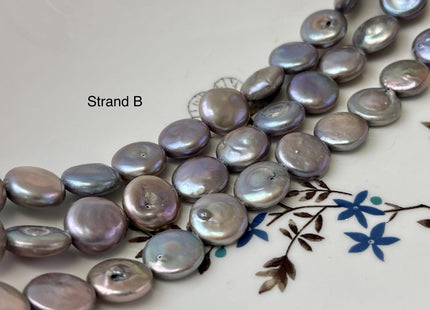 12-13 mm Dark Gray Color Coin Freshwater Pearl Beads Genuine High Luster Round Coin Shape Freshwater Coin Pearls C Grade #P3162