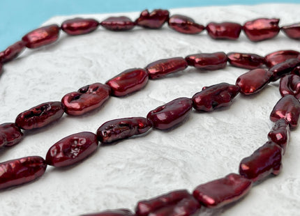 7-8x12-15 mm AA Burgundy Red Color Biwa Stick Freshwater Pearl Beads Genuine High Luster Biwa Stick Freshwater Pearl Beads #P3164