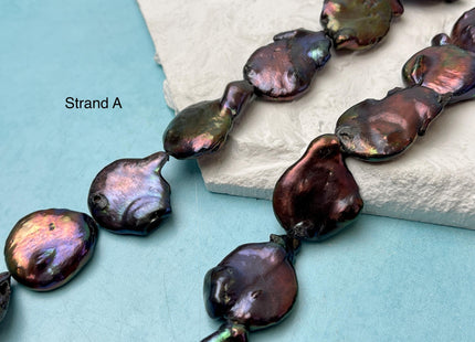 19-21 mm Dark Blue Peacock Color Large Jumbo Coin Freshwater Pearls Genuine Large Peacock Freshwater Teardrop Coin Pearl Beads #P3173