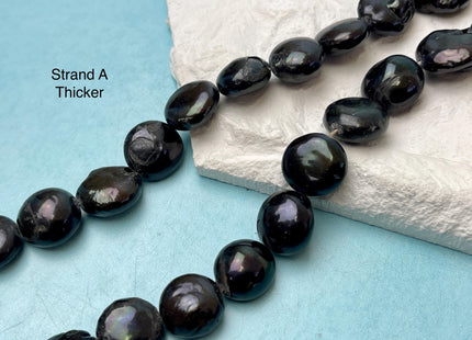 14-17 mm Black Color Freshwater Coin Pearl Beads Genuine Black Color Freshwater Round Thick Coin Freshwater Pearl Beads #P3174