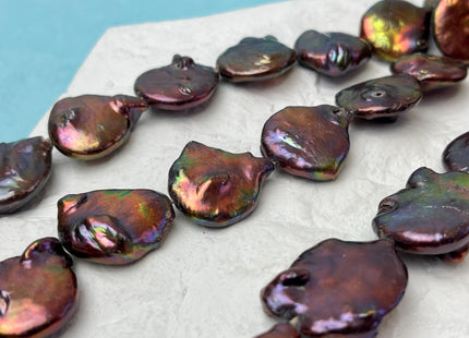 19-21 mm Dark Burgundy Peacock Color Large Jumbo Coin Freshwater Pearls Genuine Large Burgundy Freshwater Round Coin Pearl Beads #P3175