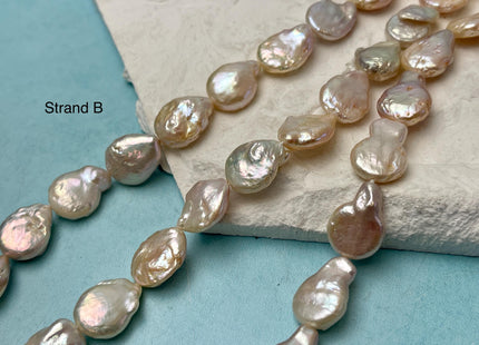 11-12 mm Pale Pink Color Coin Freshwater Pearl Beads Genuine High Luster Tear Drop Shape Freshwater Coin Pearls #P3176