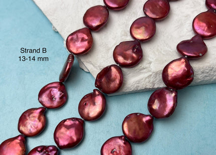 15-18 mm Large Freshwater Coin Pearls Cranberry Color Genuine Freshwater Coin Pearls Limited Edition Cranberry Color Coin Beads #700