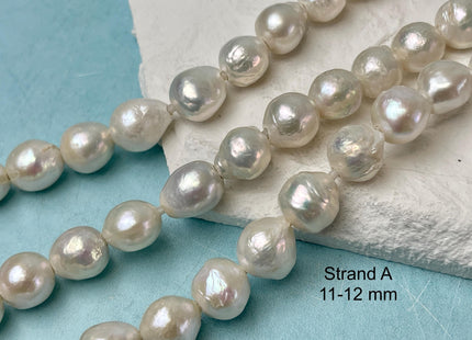 11-13 mm AAAA Half Strand Large Hole Natural White Baroque Pearl Hole Size 2.1mm Genuine High Luster Baroque Edison Pearl Beads #P3243