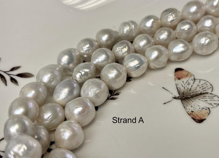 11-13 mm AAAA Half Strand Large Hole Natural White Baroque Pearl Hole Size 2.1mm Genuine High Luster Baroque Edison Pearl Beads #P3243