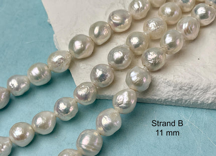 11-13 mm AAAA Half Strand Large Hole Natural White Baroque Pearl Hole Size 2.1mm Genuine High Luster Baroque Edison Pearl Beads #P3243