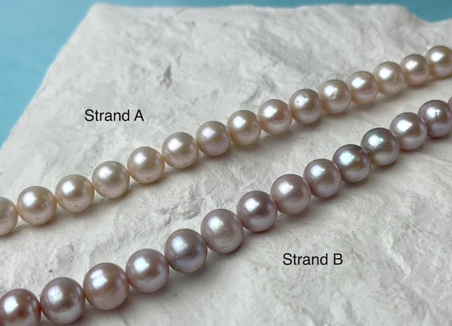 8-9 mm AA Natural Light Mauve Peach Pink Color Off Round Freshwater Pearl Beads Genuine Natural Freshwater Round Pearls 45 Pieces #P3040