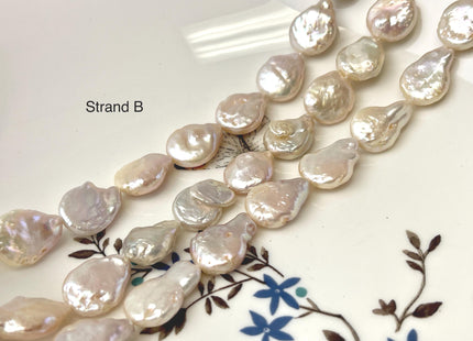 11-12 mm Pale Pink Color Coin Freshwater Pearl Beads Genuine High Luster Tear Drop Shape Freshwater Coin Pearls #P3176