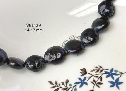 14-17 mm Black Color Freshwater Coin Pearl Beads Genuine Black Color Freshwater Round Thick Coin Freshwater Pearl Beads #P3174