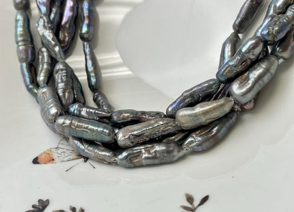 6-8x18-20 mm Gray Peacock Freshwater Biwa/Stick Pearls Genuine Peacock Biwa Stick Freshwater Pearls #P3205