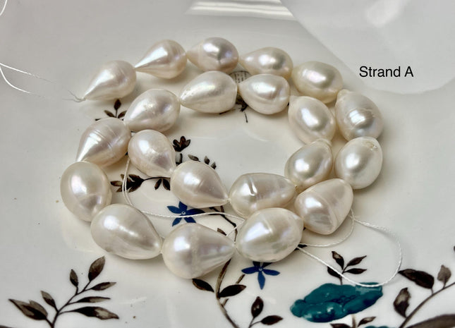 12-15x15-24 mm AA Natural White Tear Drop Shape Freshwater Pearl Beads Genuine High Quality Long Rice Oval Freshwater Pearl Beads #P3181