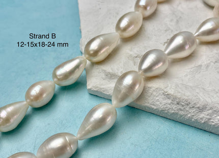 12-15x15-24 mm AA Natural White Tear Drop Shape Freshwater Pearl Beads Genuine High Quality Long Rice Oval Freshwater Pearl Beads #P3181