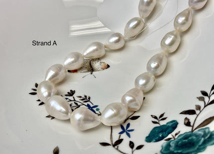 12-15x15-24 mm AA Natural White Tear Drop Shape Freshwater Pearl Beads Genuine High Quality Long Rice Oval Freshwater Pearl Beads #P3181