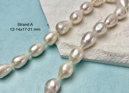 12-15x15-24 mm AA Natural White Tear Drop Shape Freshwater Pearl Beads Genuine High Quality Long Rice Oval Freshwater Pearl Beads #P3181