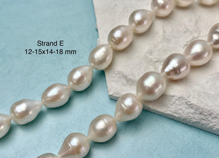 12-15x14-20 mm AA Natural White Tear Drop Shape Freshwater Pearl Beads Genuine High Quality Long Rice Oval Freshwater Pearl Beads #P3181