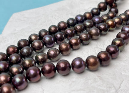 8.5-9 mm AAA Dark Chocolate Brown Peacock Round Freshwater Pearl Beads Genuine Dark Brown Peacock Freshwater Pearls #P3182