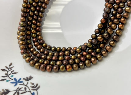 5.5-6 mm AAA Dark Chocolate Brown Off Round Freshwater Pearl Beads Genuine Dark Brown Off Round Freshwater Pearls #P3186