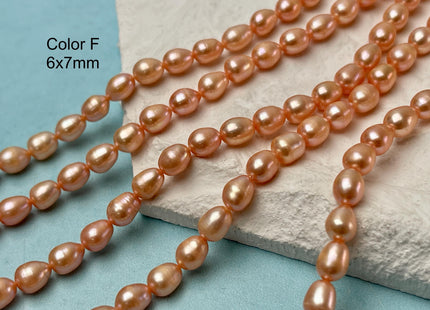 5.5-6x7-10 mm Copper Brown Orange Champagne Purple Color Freshwater Rice/Oval Pearls Genuine Rice Pearl Beads #P3244