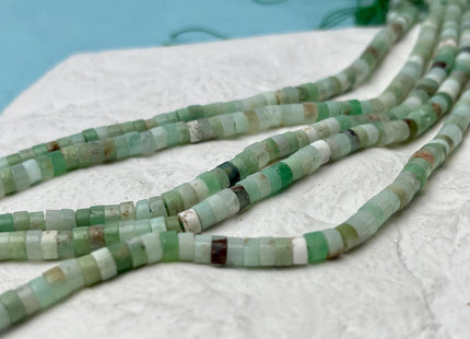 2x4 mm Green White Brown Color Chrysoprase Heishi Rondelle Shape 15.5 Inches Strand #4722