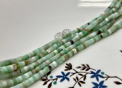 2x4 mm Green White Brown Color Chrysoprase Heishi Rondelle Shape 15.5 Inches Strand #4722