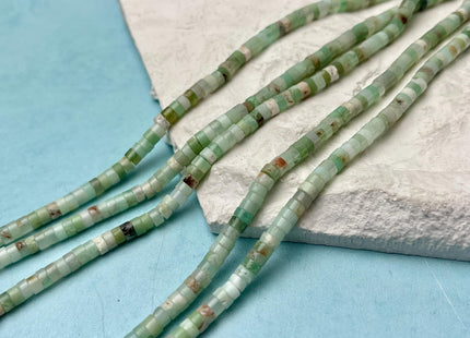 2x4 mm Green White Brown Color Chrysoprase Heishi Rondelle Shape 15.5 Inches Strand #4722
