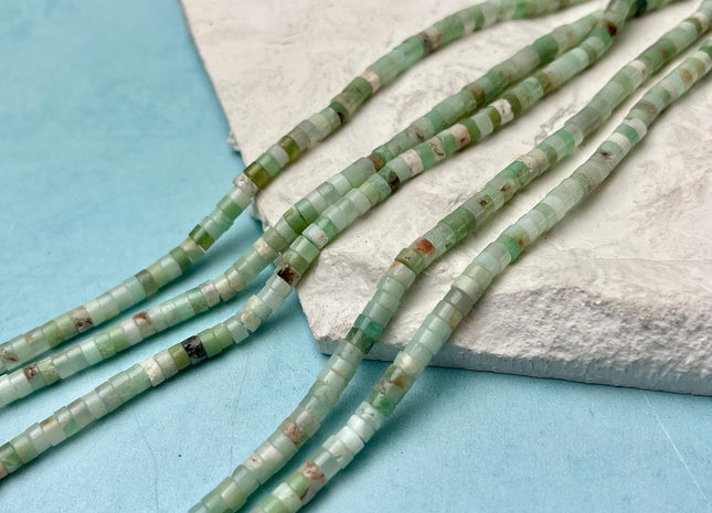 2x4 mm Green White Brown Color Chrysoprase Heishi Rondelle Shape 15.5 Inches Strand #4722