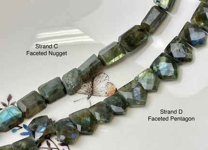 9-20x10-33mm AAA 1Labradorite Gemstone Beads Mixed Smooth or Faceted Coin Oval Shape Genuine Quality Blue Flash Labradorite 8 Inches #4724