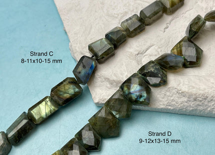 9-20x10-33mm AAA 1Labradorite Gemstone Beads Mixed Smooth or Faceted Coin Oval Shape Genuine Quality Blue Flash Labradorite 8 Inches #4724