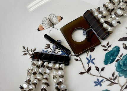 20 inch Multi Strand 6-7mm Pearl Nugget Necklace with Large Topaz Toggle Clasp, Genuine Pearl Necklace, Bridal Pearl Necklace #316