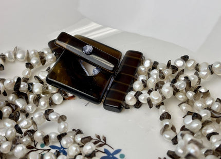 20 inch Multi Strand 6-7mm Pearl Nugget Necklace with Large Topaz Toggle Clasp, Genuine Pearl Necklace, Bridal Pearl Necklace #316