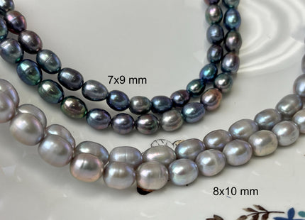 7x9mm 8x10mm AA Peacock/Gray Freshwater Pearl Beads Rice/Oval Pearl Beads #785