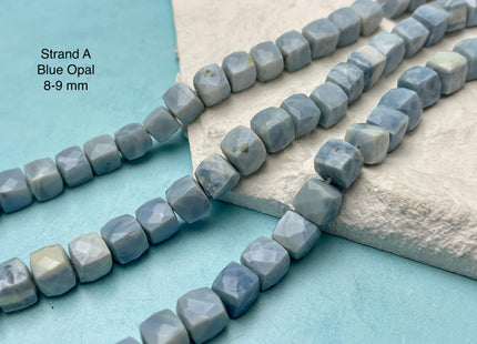 7-10 mm Faceted Square Cube Opal Jasper Quartz Amazonite Aquamarine Gemstone Beads Genuine Natural Mixed Gemstones 8 Inches Strand #4725