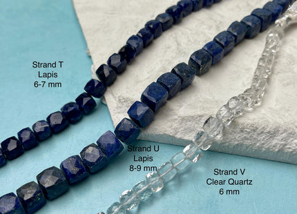 7-10 mm Faceted Square Cube Opal Jasper Quartz Amazonite Aquamarine Gemstone Beads Genuine Natural Mixed Gemstones 8 Inches Strand #4725