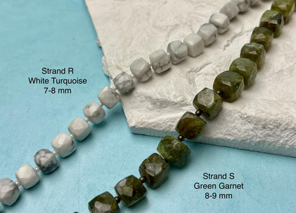 7-10 mm Faceted Square Cube Opal Jasper Quartz Amazonite Aquamarine Gemstone Beads Genuine Natural Mixed Gemstones 8 Inches Strand #4725