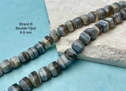 7-10 mm Faceted Square Cube Opal Jasper Quartz Amazonite Aquamarine Gemstone Beads Genuine Natural Mixed Gemstones 8 Inches Strand #4725