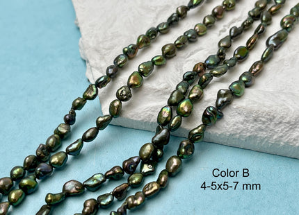 4-5x6-7 mm Rice Nugget Dark Olive Green Color Keshi Freshwater Pearls Genuine Freshwater Keshi Nugget Pearls #P3209