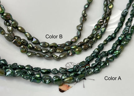 4-5x6-7 mm Rice Nugget Dark Olive Green Color Keshi Freshwater Pearls Genuine Freshwater Keshi Nugget Pearls #P3209