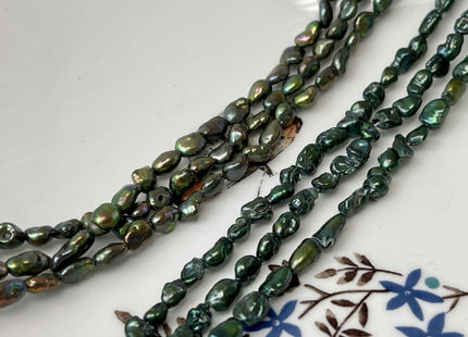 4-5x6-7 mm Rice Nugget Dark Olive Green Color Keshi Freshwater Pearls Genuine Freshwater Keshi Nugget Pearls #P3209
