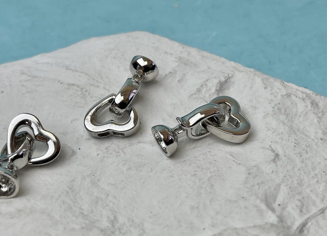 13x22 mm 925 Sterling Silver Heart Shape Clasp Sterling Silver Findings 925 Sterling Silver Clasps #1662-F