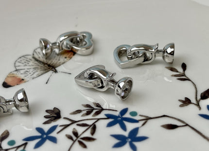 13x22 mm 925 Sterling Silver Heart Shape Clasp Sterling Silver Findings 925 Sterling Silver Clasps #1662-F