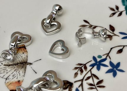 13x22 mm 925 Sterling Silver Heart Shape Clasp Sterling Silver Findings 925 Sterling Silver Clasps #1662-F