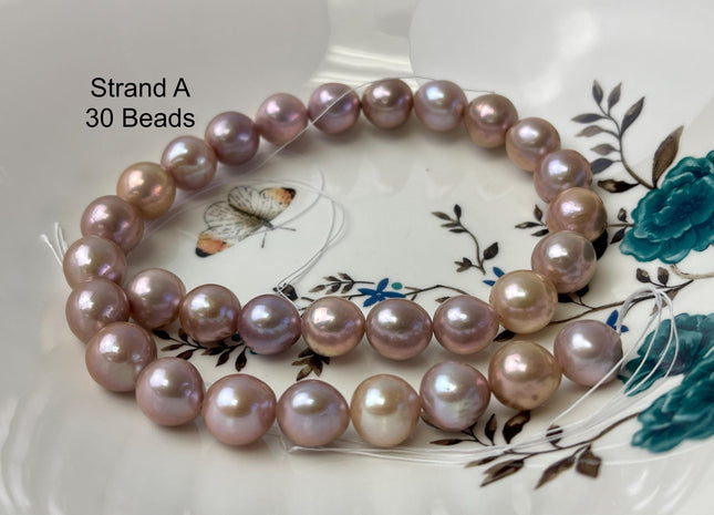 12-14mm AAAA Very Rare Natural Mauve Pink Freshwater Round Edison Pearl Bead High Luster Genuine Purple Edison Pearl 29-30 Beads #P3206