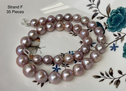 10-14 mm AAAA Very Rare Natural Mauve Pink Freshwater Round Edison Pearl Bead High Luster Genuine Purple Edison Pearl 35 Beads #P3193