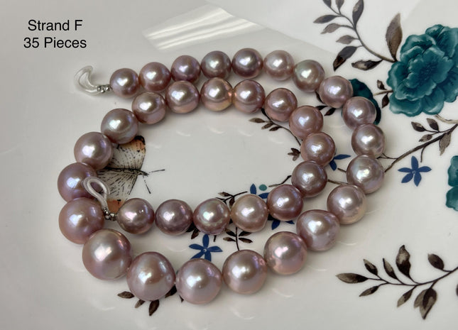 10-14 mm AAAA Very Rare Natural Mauve Pink Freshwater Round Edison Pearl Bead High Luster Genuine Purple Edison Pearl 35 Beads #P3193