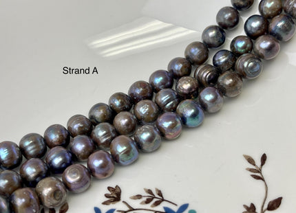 9-10 mm Blue Peacock Potato Freshwater Pearls Genuine Very Rare Blue Peacock Freshwater Pearls 42-45 Beads #P3195