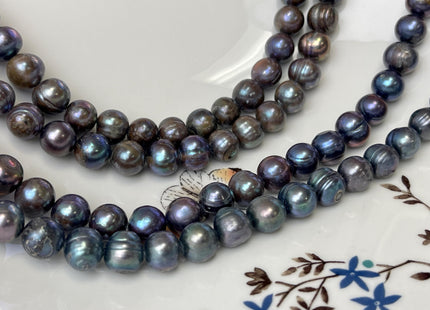 9-10 mm Blue Peacock Potato Freshwater Pearls Genuine Very Rare Blue Peacock Freshwater Pearls 42-45 Beads #P3195
